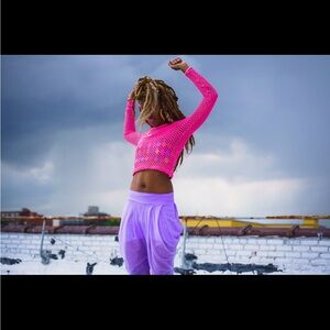 Neon Fishnet Crop Top